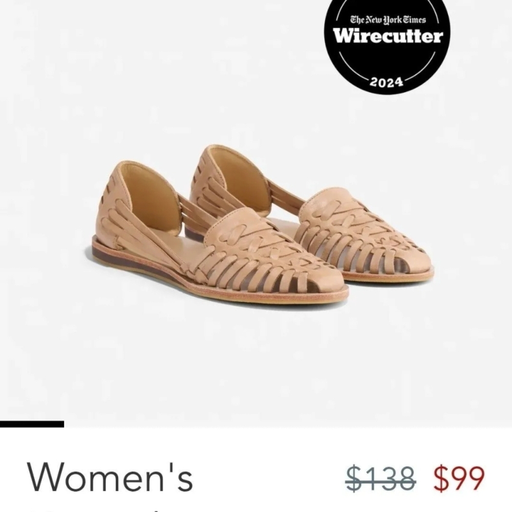 Nisolo Nude Woven Leather Huarache Flats